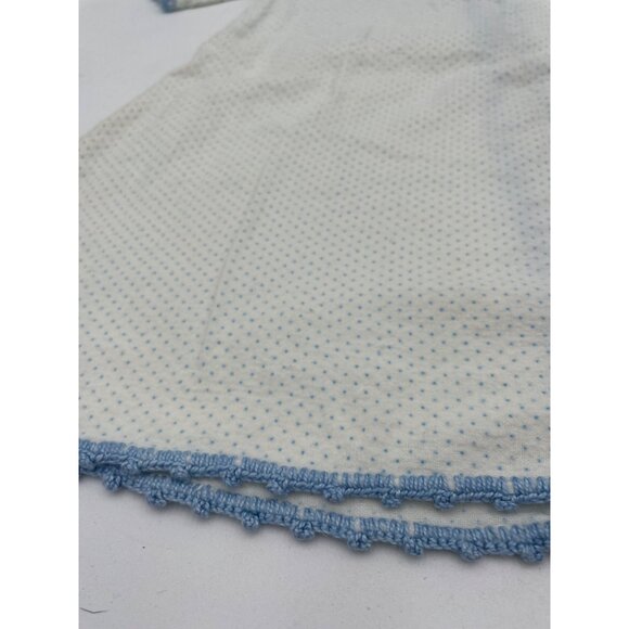 Vintage Baby Kimona Robe Layette Flannel Gown Blue Polka Dots & Crochet Trim - Picture 6 of 6